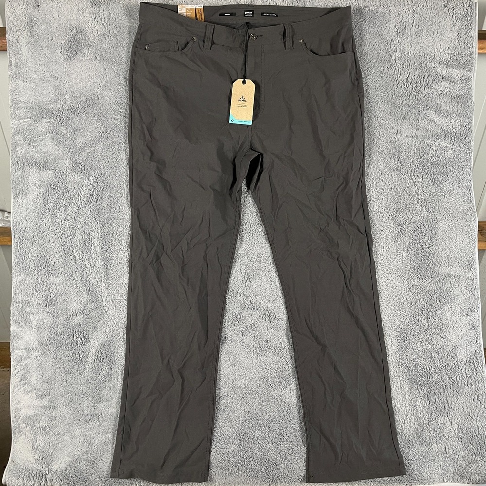 Prana Brion II Tapered Leg Pants Mens 42x34 Charcoal Gray Stretch Slim NWT